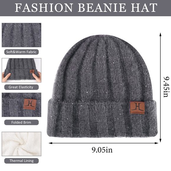 Womens Winter Warm Knit Beanie Hats Glovess Touchscreen Long Scarf Set Skull🖐